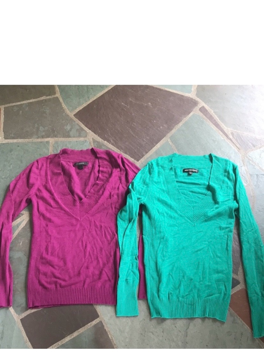 Bundle Express Women’s deep plunge V-Neck Sweaters- Magenta & Teal